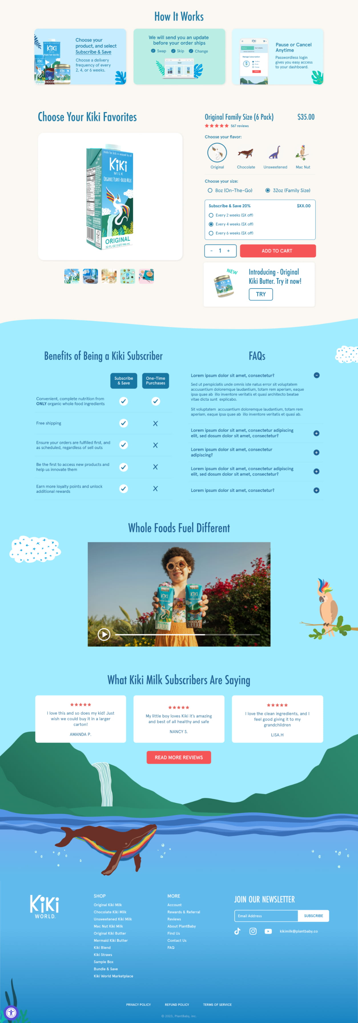 Kiki Milk Subscription Page