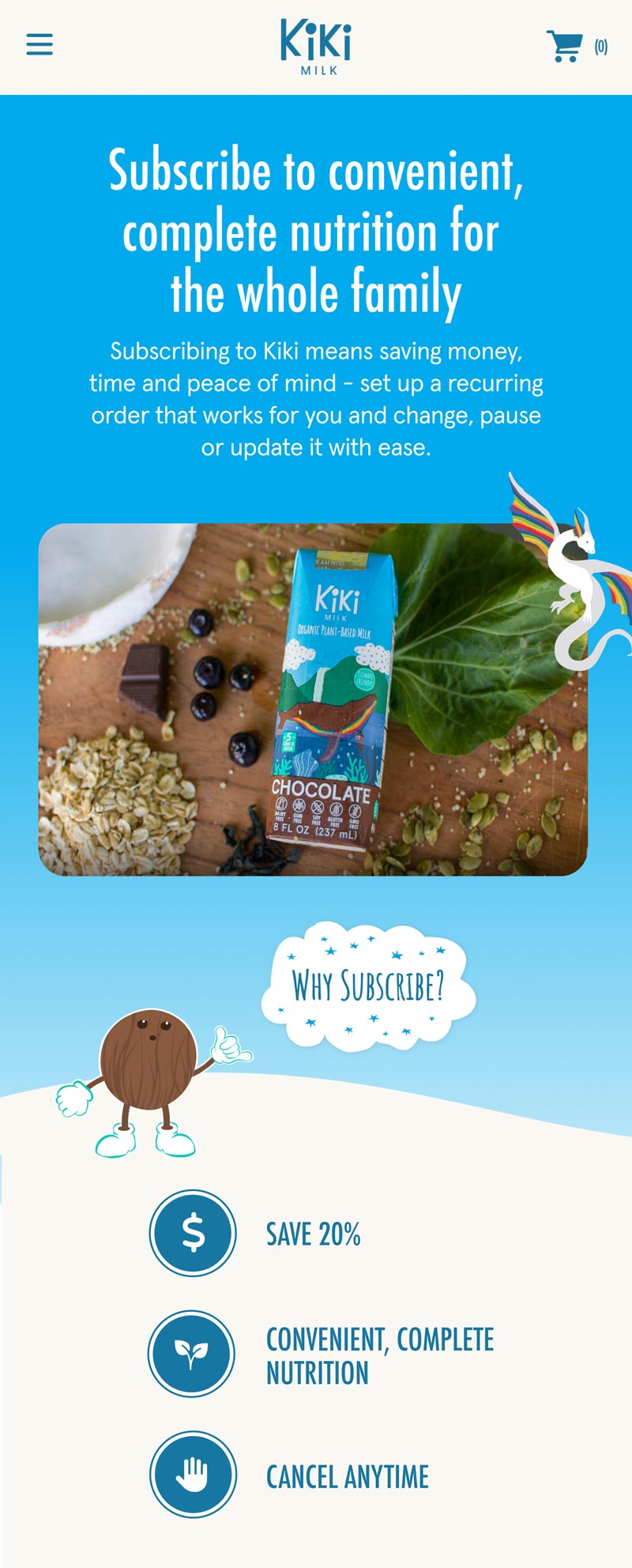 Kiki Milk Subscription Page